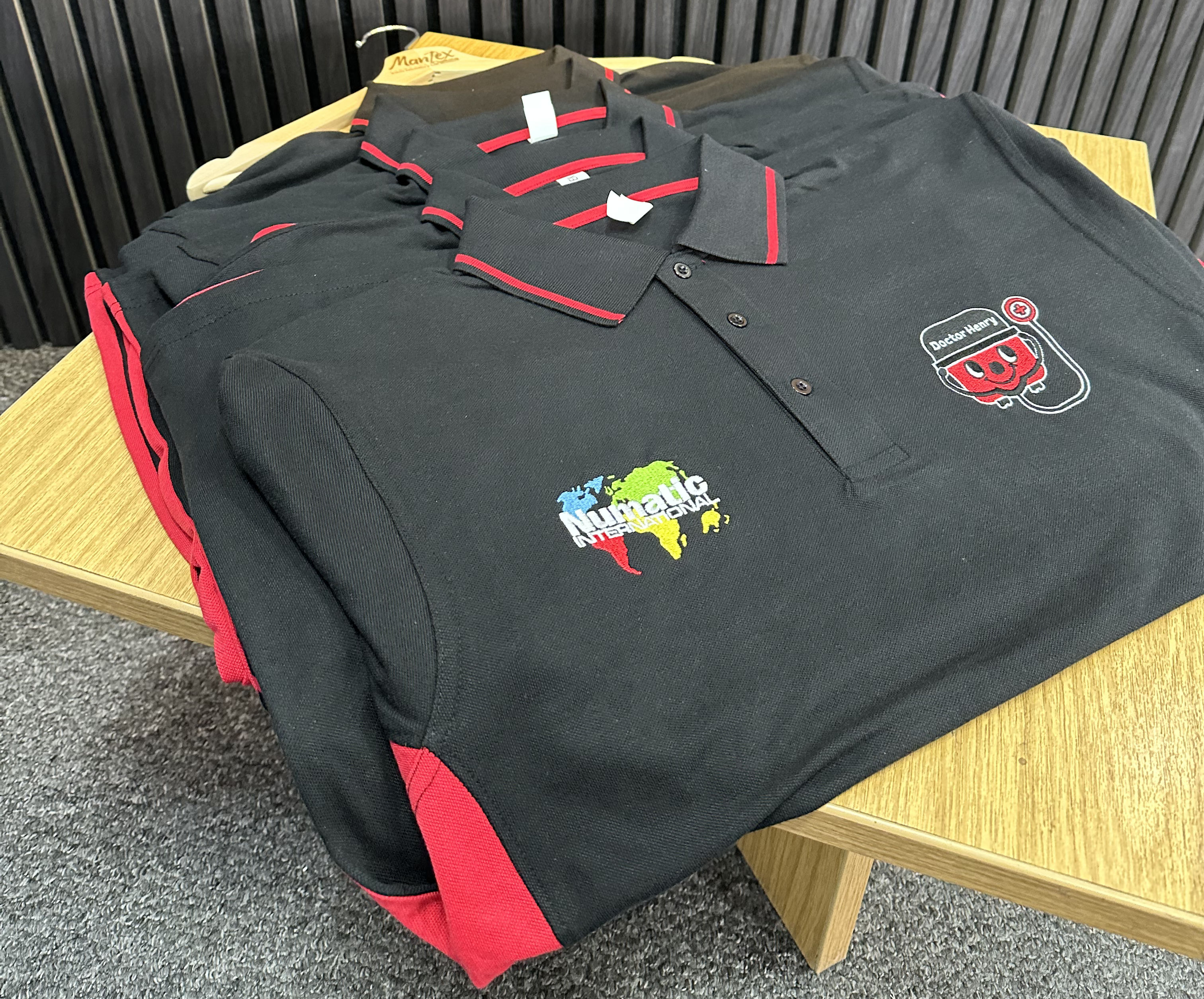Custom workwear which was DTF printed by a company in Wolverhampton.